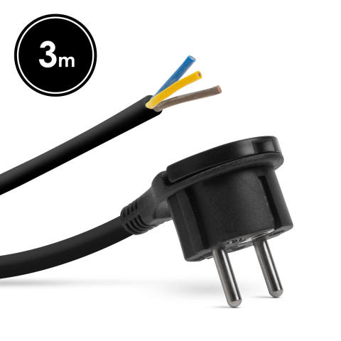 Cabluri alimentare AC-DC - Stecher cu clemă și cablu de 3m 3x1.5mm², Negru Delight – Alimentare sigură pentru dispozitivele tale de interior
