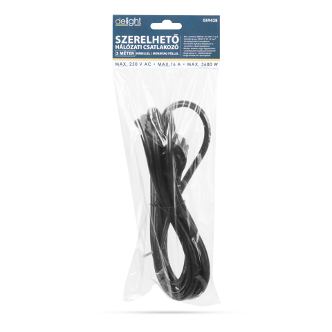 Stecher Schuko cu clemă și cablu de 3m 3x1.5mm2 cu fire libere negru Delight [2]
