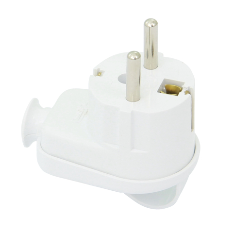 Stechere - Stecher Shuko ieșire laterală alb cu inel prindere WT-16U/Z/WE Plastrol – IoElectronice.ro