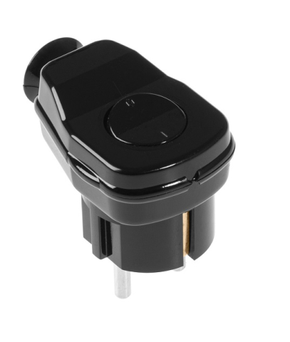 Stechere - Stecher Shuko ieșire laterală negru cu întrerupător WT-16U/LK/BK Plastrol – IoElectronice.ro
