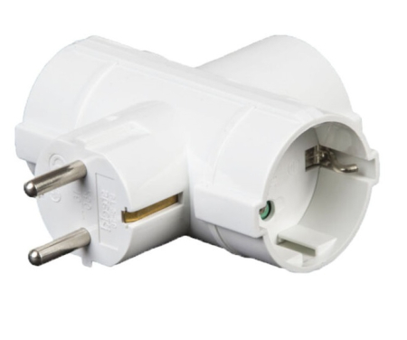Triplu stechere - Stecher triplu in T cu contact protecție 3x Schuko 16A 3500W Modee Technik MT-3WT