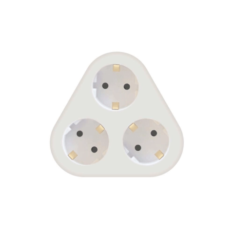 Triplu stechere - Stecher triplu Technik MT-3WH cu contact de protecție, 3 prize Schuko, 3500W, montaj pe perete, alb