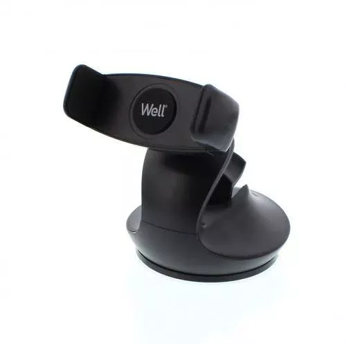 Accesorii Auto - Suport auto pentru telefon cu ventuză Well, tip auto, culoare negru, accesoriu compatibil cu majoritatea smartphone-urilor.
