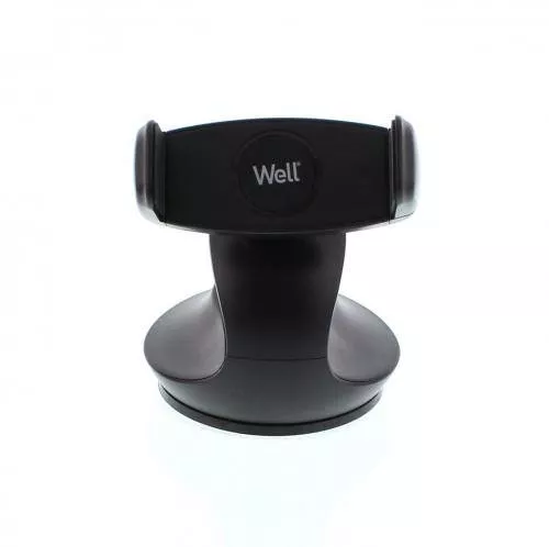 Suport auto pentru telefon cu ventuză Well, tip auto, culoare negru, accesoriu compatibil cu majoritatea smartphone-urilor. [1]