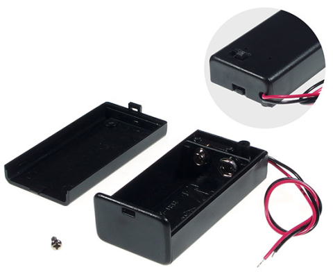 Suport baterie 1x 9V 6F22 cu comutator negru COMF SBH-9VAS pentru alimentare dispozitive electronice [2]