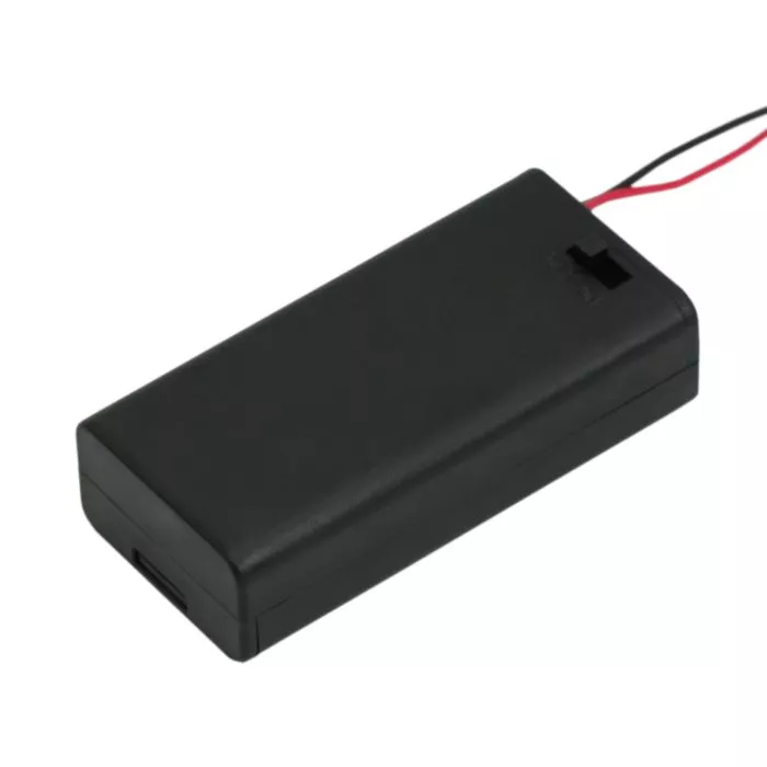 Suporti baterii-acumulatori - Suport baterii 2x AA cu fir, capac și întrerupător – IoElectronice.ro