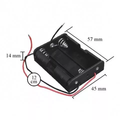 Suport baterii 3x AA OEM cu fire de 12cm, soclu pentru alimentare, garanție 24 luni persoane fizice [1]