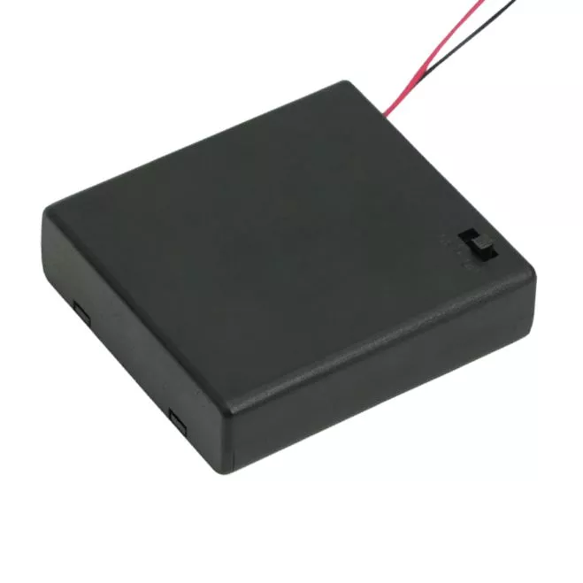 Suporti baterii-acumulatori - Suport baterii 4x AA cu capac, întrerupător și fire – IoElectronice.ro