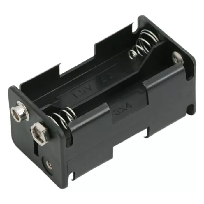 Suporti baterii-acumulatori - Suport baterii 4x AA cu mufă de conectare 9V – Accesoriu pentru alimentare electronică negru