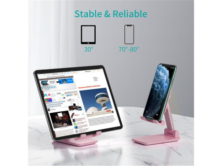 Suport birou reglabil telefon tabletă Choetech H88-PK-HW roz, înălțime ajustabilă, compatibil cu dispozitive de până la 10 inch [4]