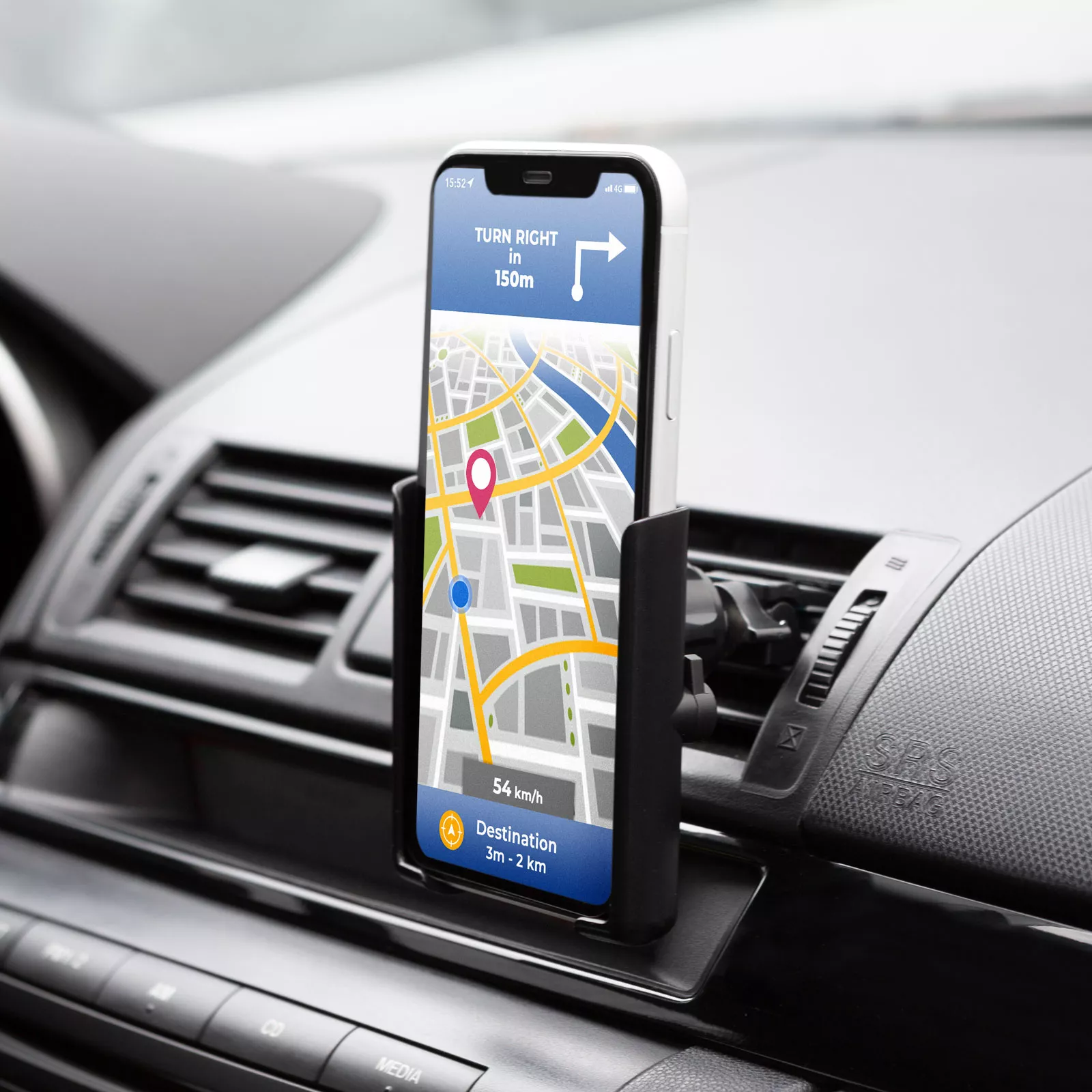 Suport de telefon cu fixare în grilajul de aerisire auto negru MNC – IoElectronice.ro [1]