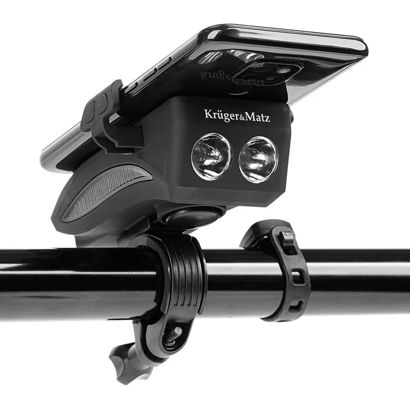 Suport de telefon pentru bicicletă 3in1 XT50 KRUGER&MATZ cu powerbank, iluminare LED și claxon pentru siguranță maximă [1]