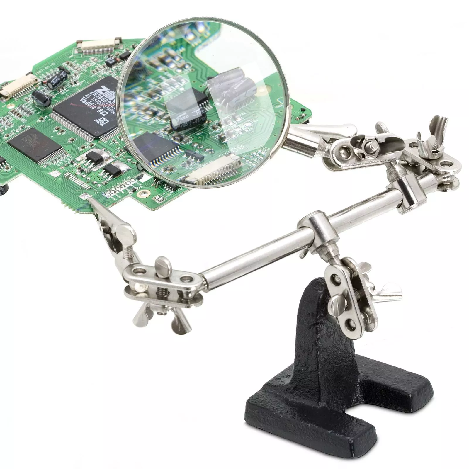 Suport placă circuit imprimat cu lupă 2x Fahrenheit 10102 – Accesoriu pentru reparare și inspectare electronică [1]
