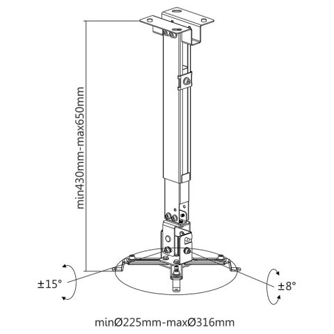 Suport proiector perete/tavan argintiu UCH0101-1 Cabletech – IoElectronice.ro [1]