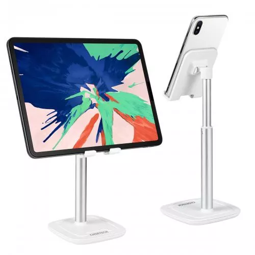 Suport reglabil birou telefon argintiu Choetech H035, înălțime ajustabilă, design ergonomic, compatibil cu majoritatea smartphone-urilor. [1]