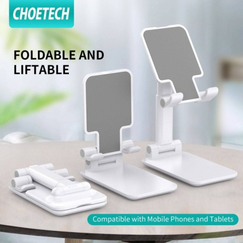 Suport reglabil de birou pentru telefon și tabletă, design anti-alunecare, compatibil 4-12.9 inci, alb, Choetech H88 [1]