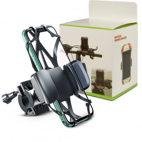Suport telefon pentru bicicletă negru Inter-Tech MTH-200, compatibil 4.5-7 inch, rotire 360°, ajustare verticală, prindere sigură [6]