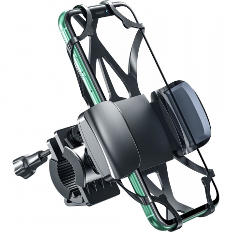 Accesorii Off-Road, ATV, QUAD, SSV - Suport telefon pentru bicicletă negru Inter-Tech MTH-200, compatibil 4.5-7 inch, rotire 360°, ajustare verticală, prindere sigură