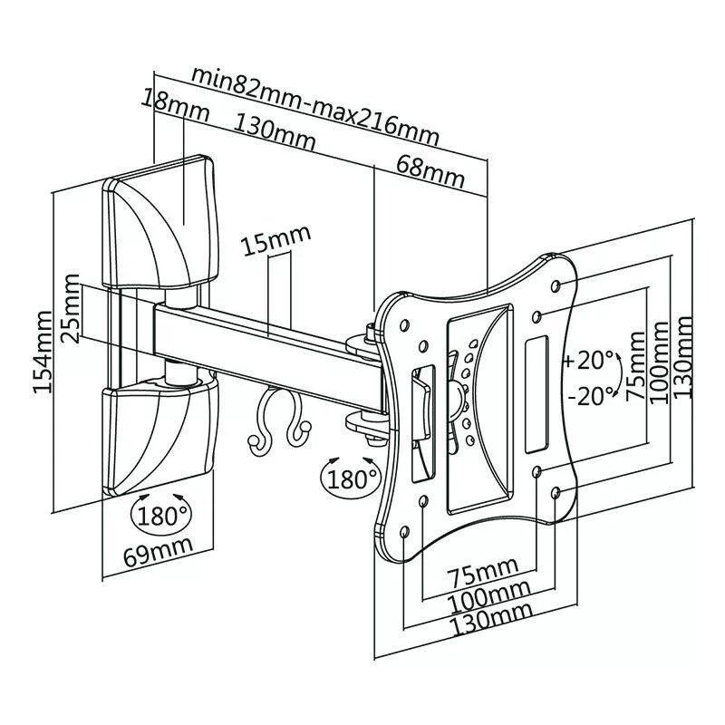 Suport TV de perete cu braț pentru 13-27 inch CABLETECH – IoElectronice.ro [1]