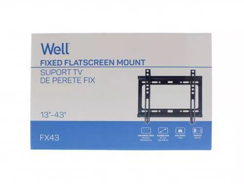 Suport TV LCD Fix de Perete 13"-43", Otel, VESA 75x75–200x200, 20mm, Max 27kg, Negru [2]