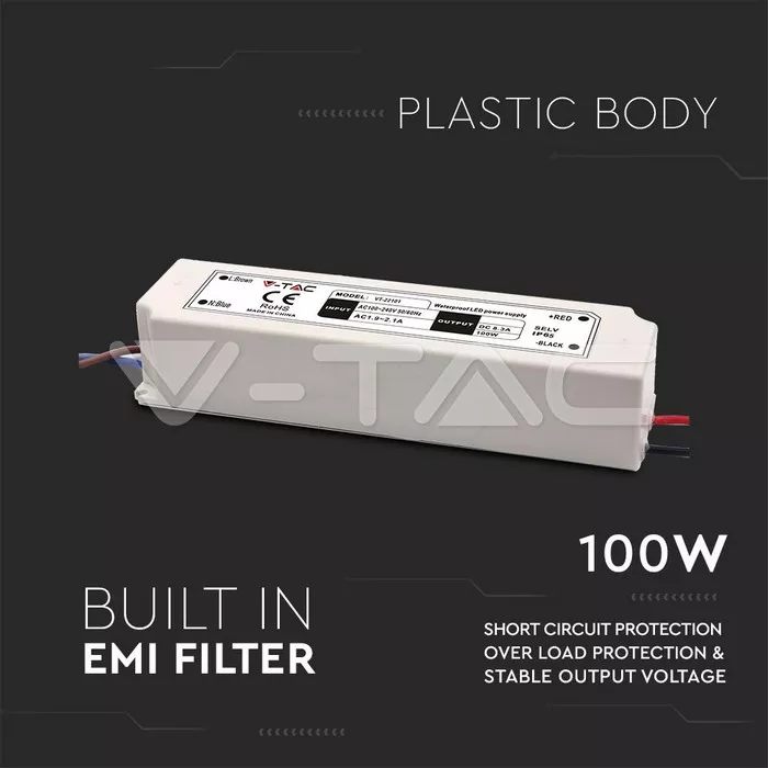 Sursa alimentare banda LED 12V 8A 100W IP67 V-TAC pentru iluminat exterior [3]