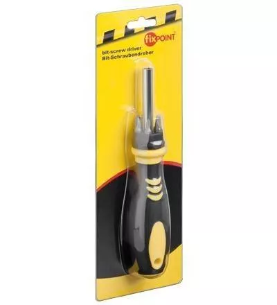 Șurubelniță cu vârfuri schimbabile FixPoint, maner cauciucat, tip: manual, lungime: 20 cm, EAN: 4040849770951 [1]