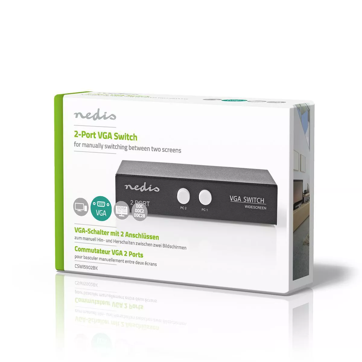 Switch VGA 2 porturi Nedis, conectare VGA la 2x VGA, garanție 24 luni persoane fizice [2]