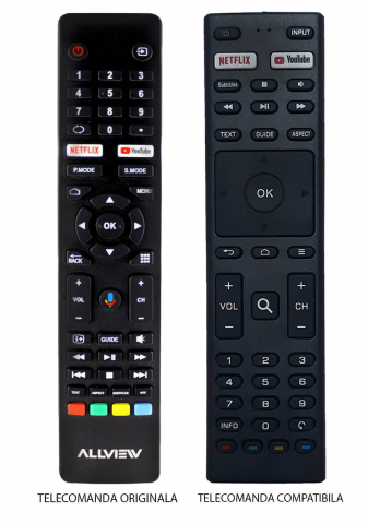 Allview - Telecomandă compatibilă TV Allview 50ePLAY6100-U / 43ePLAY6100-U IR 1140 – Originalitate și Funcționalitate