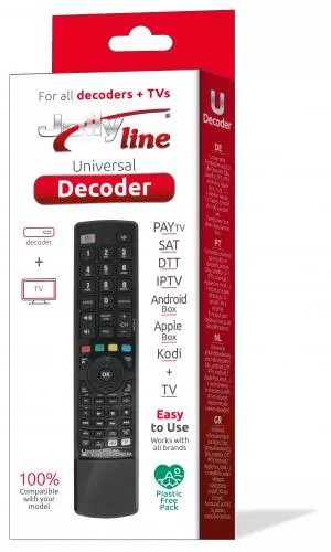 Telecomandă TV universală GBS Jolly 1704WJL20201113, compatibilă cu diverse modele, lungime standard. [1]