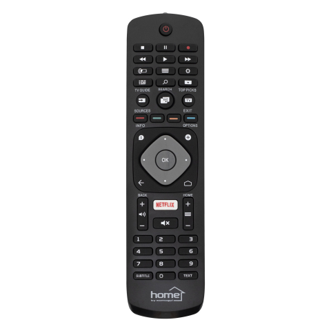 Philips - Telecomandă TV Philips HOME model 123456, compatibilă cu televizoare Philips, lungime 20 cm, funcții esențiale.