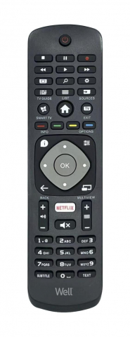 Philips - Telecomandă Universală TV LCD Philips Well RC-UNIV-PH01-WL, Compatibil Netflix, Funcționare 10m, Ușor de Utilizat