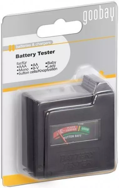 Tester baterii analogic Goobay pentru AAA AA C D 9V, EAN 4040849540202, lungime compactă, 24 luni garanție persoane fizice [1]