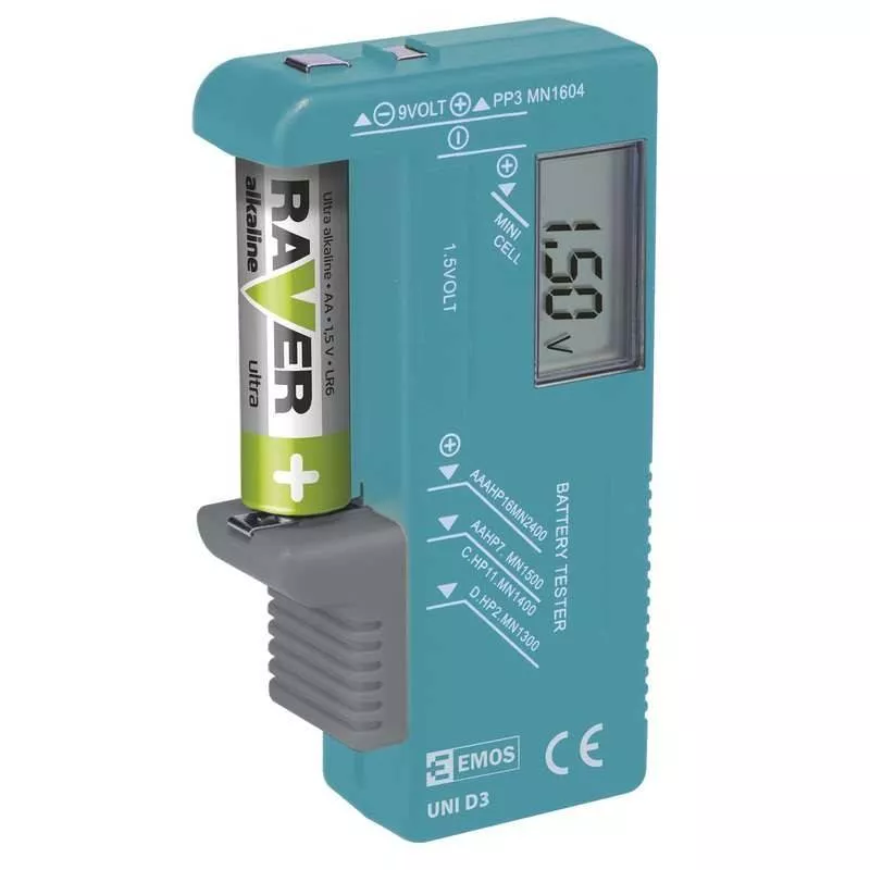 Scule mentenanta - Tester baterii cu display digital AAA AA C D 9V buton 1.5V VUNI D3 N0322 Emos – IoElectronice.ro