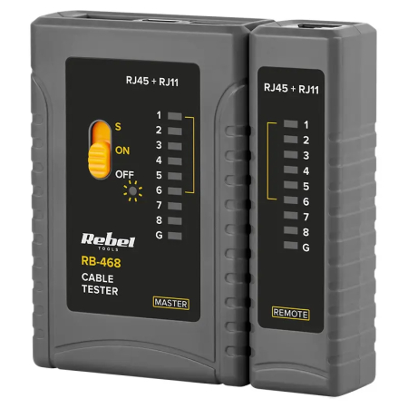 Multimetre - Tester cabluri RJ11 RJ12 RJ45 REBEL RB-468, lungime 1.5m, verificare continuitate, brand REBEL