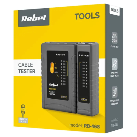 Tester cabluri RJ11 RJ12 RJ45 REBEL RB-468, lungime 1.5m, verificare continuitate, brand REBEL [2]
