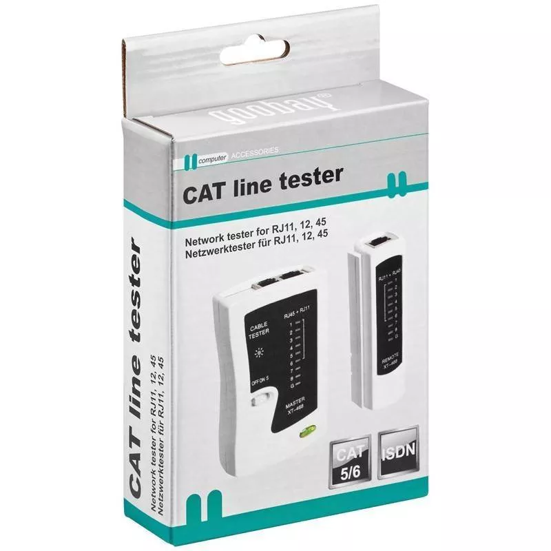 Tester Rețea RJ11 RJ12 RJ45 ISDN CAT5 CAT6 – Verificare Conexiuni cu LED-uri și Husă de Protecție [1]
