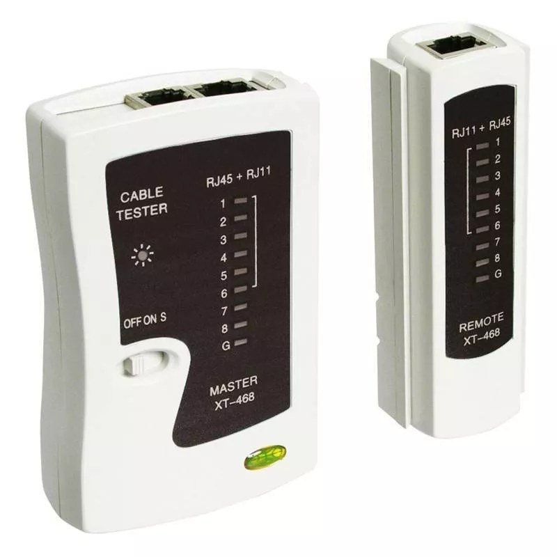 Scule mentenanta - Tester Rețea RJ11 RJ12 RJ45 ISDN CAT5 CAT6 – Verificare Conexiuni cu LED-uri și Husă de Protecție