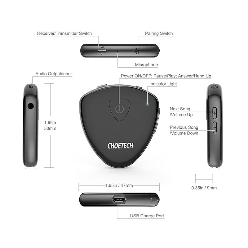 Transmitator si receptor Bluetooth Choetech BH-002, compatibilitate universala, garantie 24 luni persoane fizice [1]