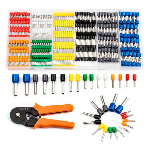 Mufe papuci - Trusă Sertizare Conectori 800buc, AWG23-10, Material PVC + Cupru, Cutie Compartimente, Pentru Cabluri Torsadate