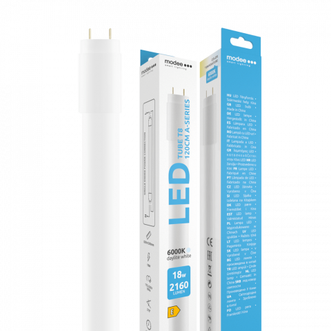 Becuri - Tub LED T8 18W 2160lm 1200mm, lumină rece 6000K, eficiență energetică, IP20, durată 25.000h