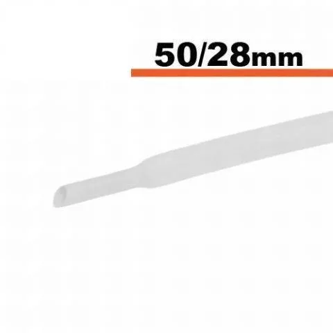 Tuburi termocontractabile - Tub termocontractibil alb 50mm/25mm 0.5m – IoElectronice.ro