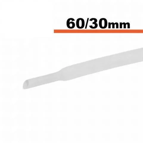 Scule mentenanta - Tub termocontractibil alb 60mm/30mm 0.5m - IoElectronice.ro