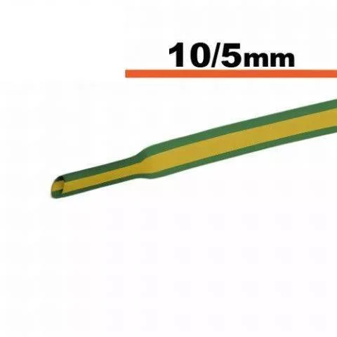 Scule mentenanta - Tub termocontractibil galben-verde 10mm/5mm, lungime 50 cm, brand OEM, ideal pentru izolare și protecție.