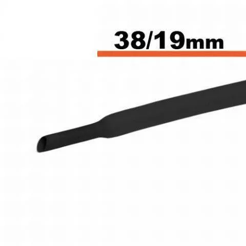 Tuburi termocontractabile - Tub termocontractibil negru 38mm/19mm 0.5m – IoElectronice.ro