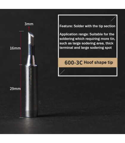 Vârf de rezervă BakOn 600-3C pentru stații BK881, BK90, BK60, lungime 3 cm, tip conic, compatibilitate universală. [1]