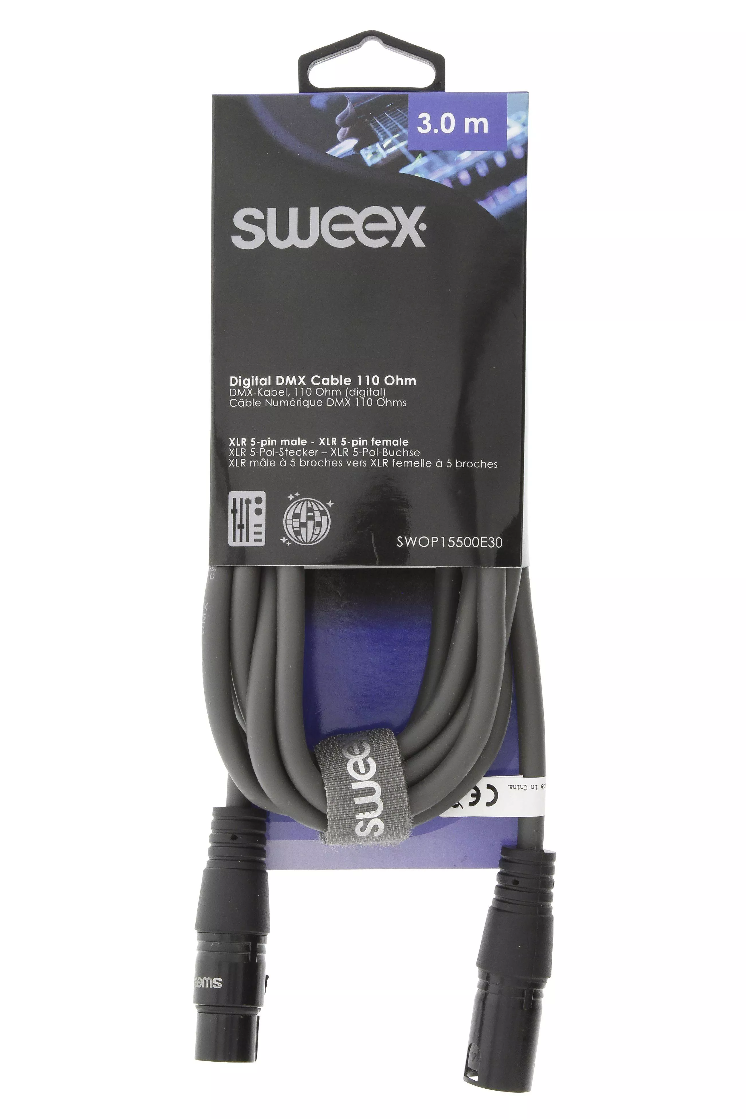 Cablu XLR 5 pini tata - XLR 5 pini mama 3m ecranat gri Sweex [1]