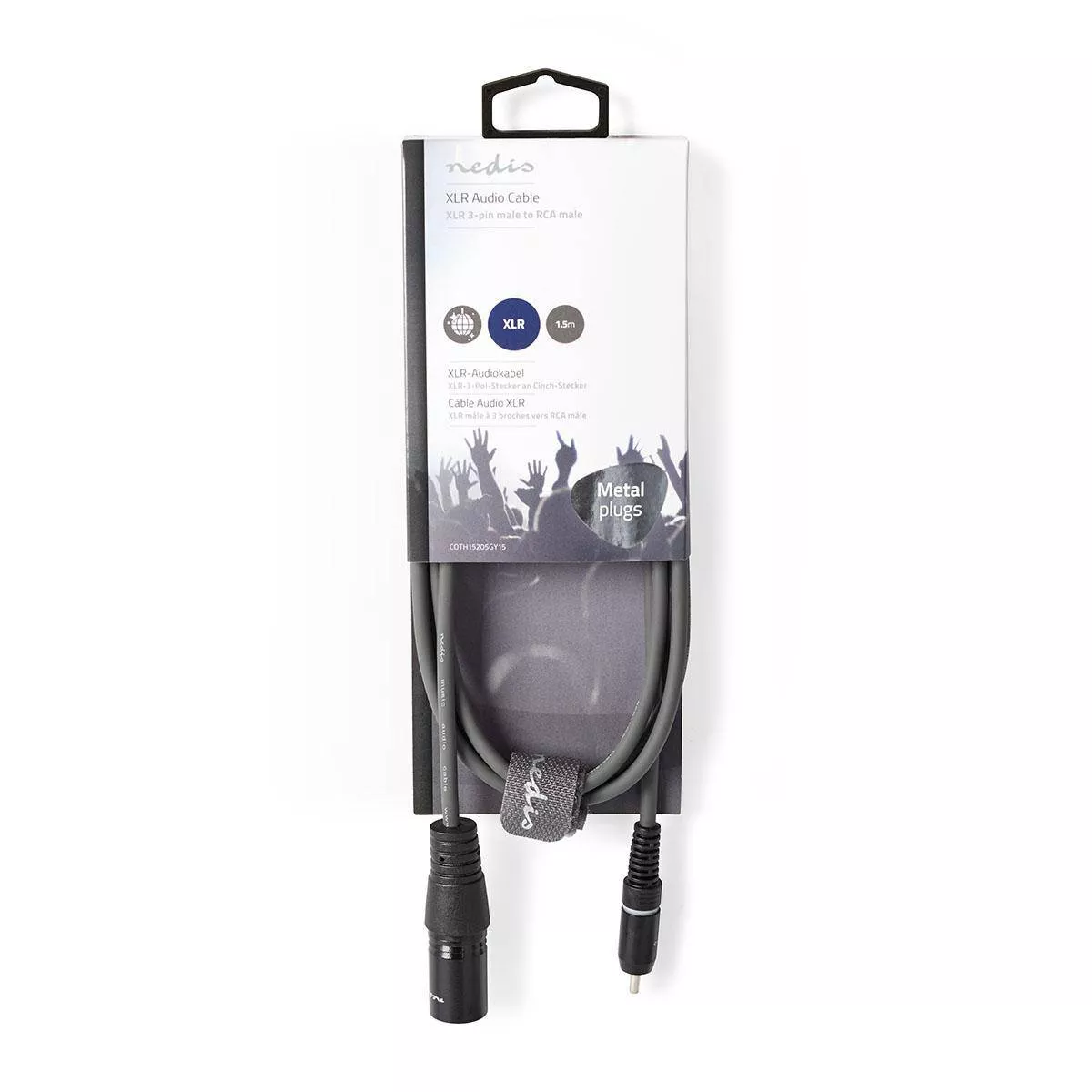 Cablu audio XLR 3 pini tata - RCA tata 1.5m ecranat Nedis, gri, 24 luni garanție persoane fizice [2]