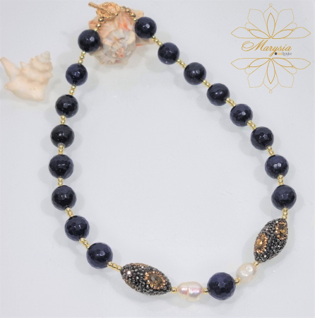 Колиета с полускъпоценни камъни - Marysia Blue Agate and Pearls