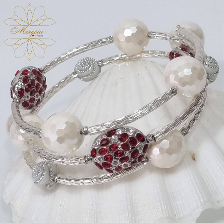 SeaShell Pearls - Marysia White and Red Shine