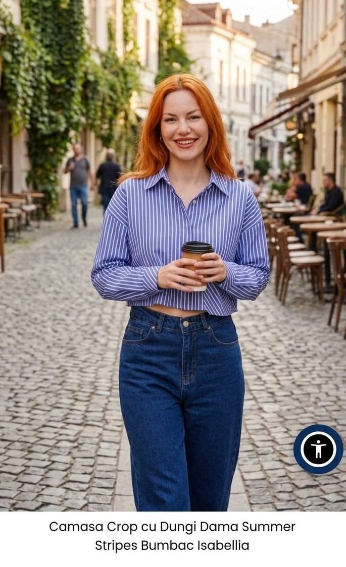 Cămașă Crop cu Dungi Isabellia